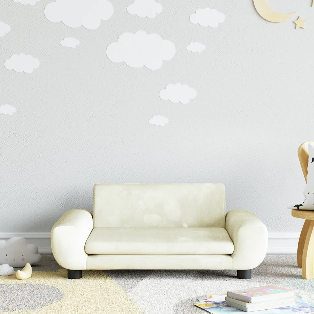 Divano per Bambini Crema 70x45x33 cm in Velluto
