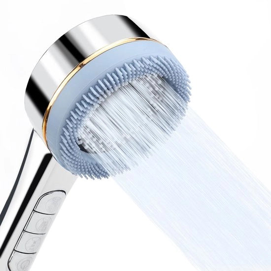 Douchekop a bassa pressione – 4 posizioni, doccia manuale con filtro in PP, massaggio in silicone, economia d'acqua, douchekop multifunzionale per un douching migliore