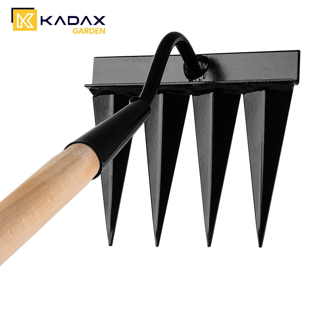 Zappa KADAX per diserbo, zappa per terreno, rastrello a 4 denti, manico allentante