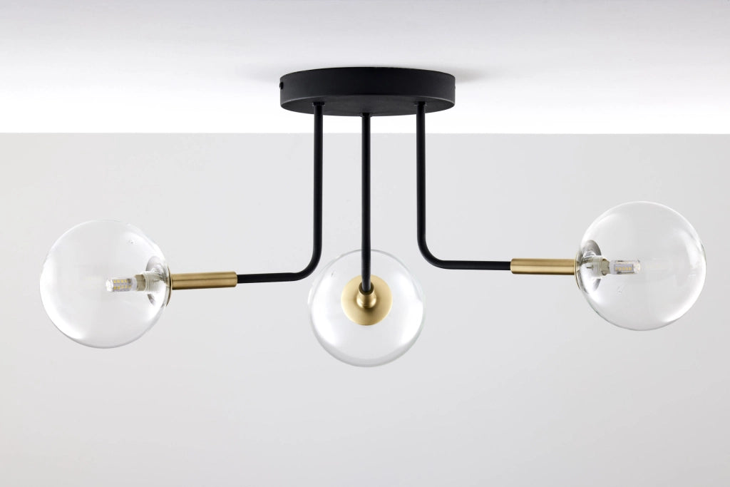 Plafoniera moderna nero oro, sfere vetro 3xG9 BURANO Jupiter