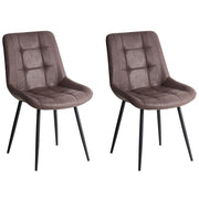 Set di 2 sedie da pranzo in ecopelle marrone scuro gambe in ferro Nero sedie moderne imbottite