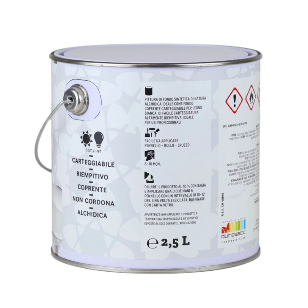 Duriopac fondo opaco carteggiabile per legno smalto bianco *** formato 2.5 lt, confezione 1