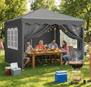 Gazebi Pieghevole con Oxford Tenda Impermeabile, Padiglione Giardino Protezione UV 50+, Tenda per Feste (Grigio), Sacchi di Sabbia 4 PCS