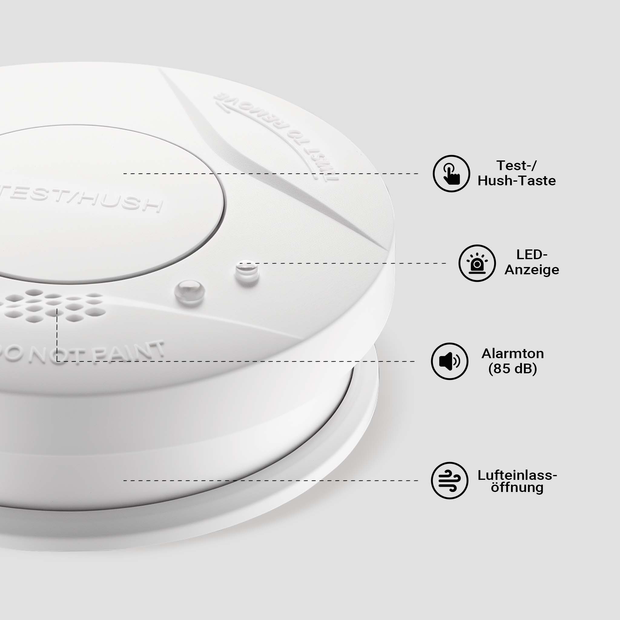 Set 40x Rilevatore di fumo con batteria fissa da 3 V, 10 anni senza manutenzione, allarme antincendio con funzione HUSH, sensore antifumo fotoelettrico affidabile con potenza sonora di 85 dB