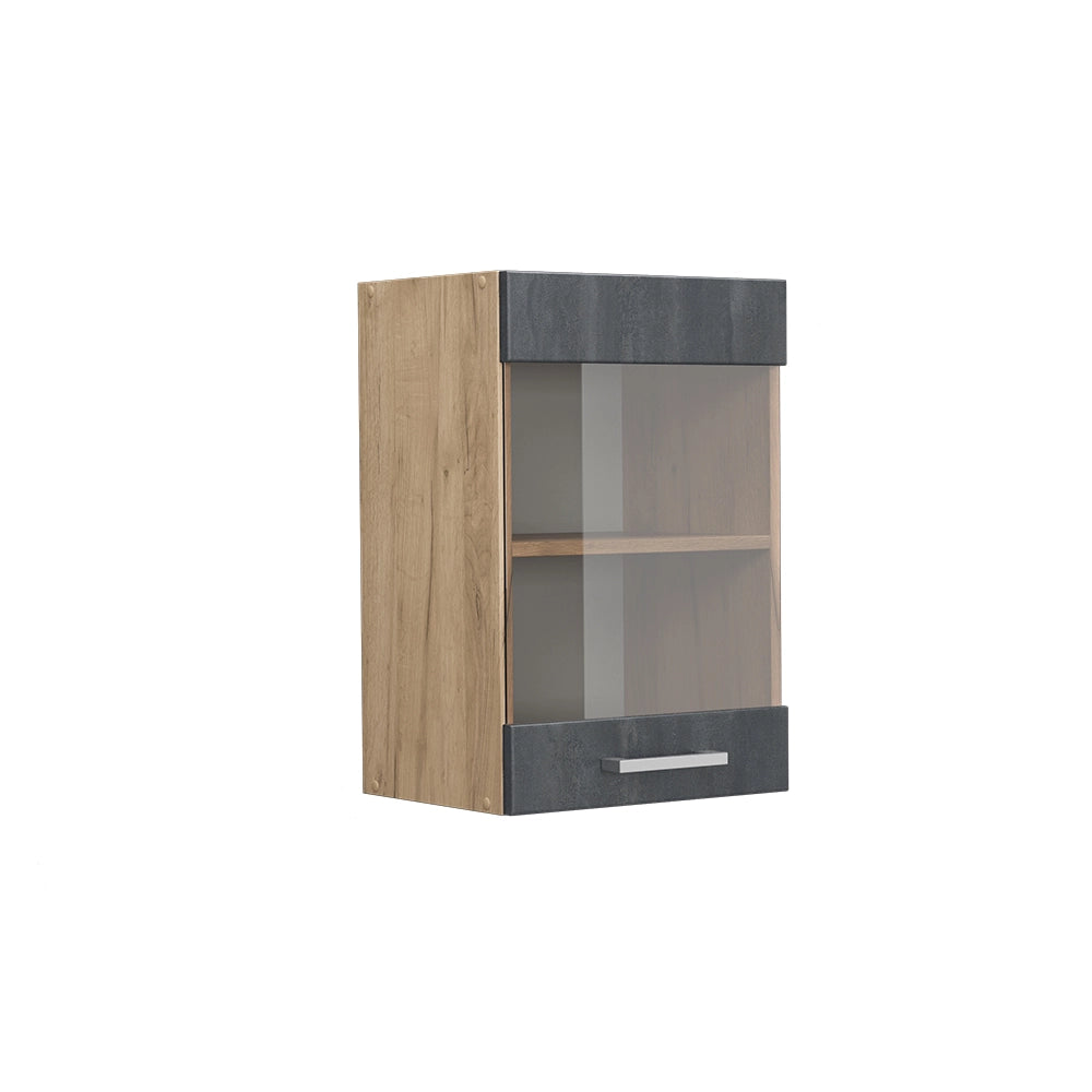 Vicco Mobile da cucina in vetro Calcestruzzo nero 40 cm