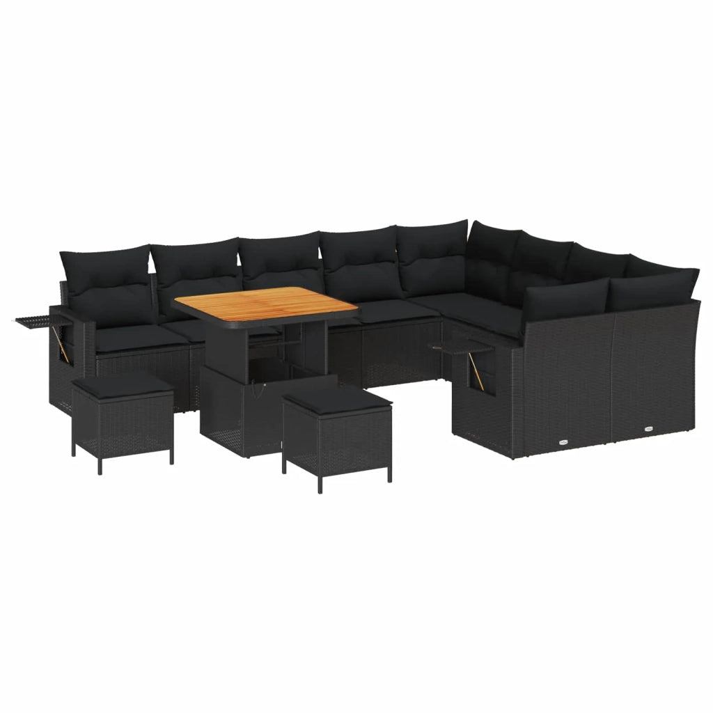 Set Divano da Giardino 12 pcs Nero polyrattan 3361779