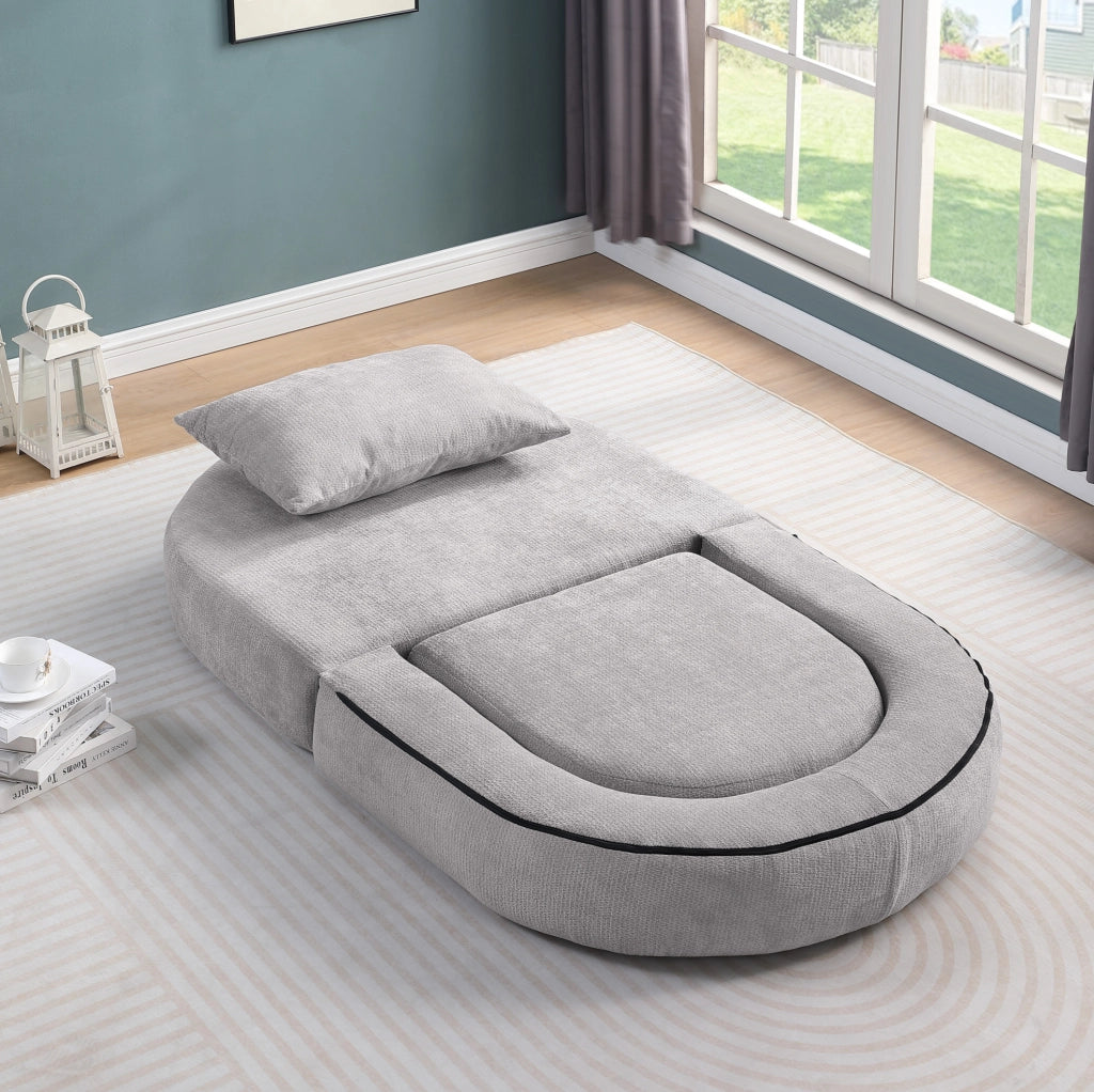 Set divano modulare minimalista in ciniglia grigio chiaro