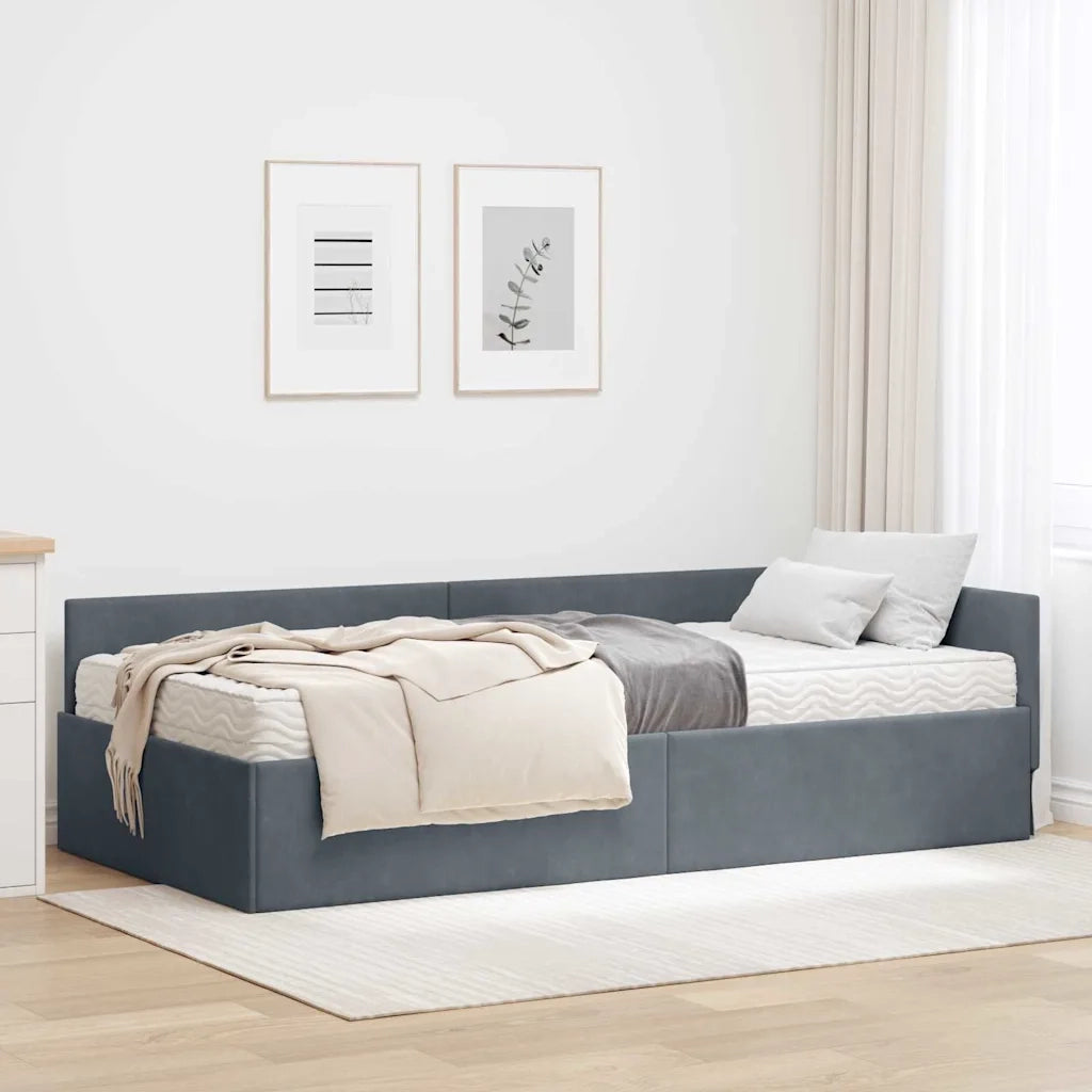 Struttura Letto Angolare con Materasso 2 pz-Giroletto con materasso Grigio Velluto 114677
