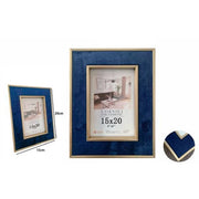 Trade Shop - Cornice Per Foto Poster Quadri Tele Portafoto 15 X 20 Cm Blu Con Bordi Oro 70312 -