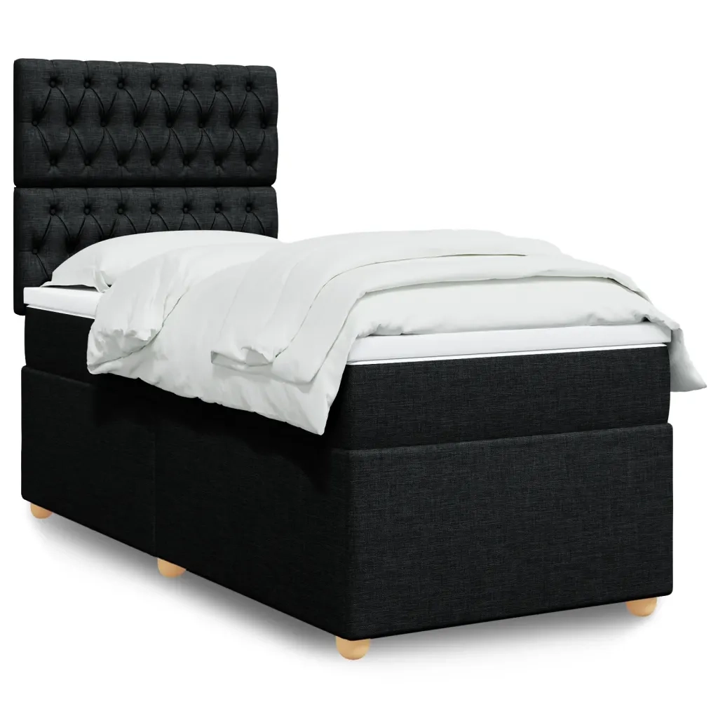 Giroletto a Molle con Materasso Nero 90x190 cm in Tessuto 3293444