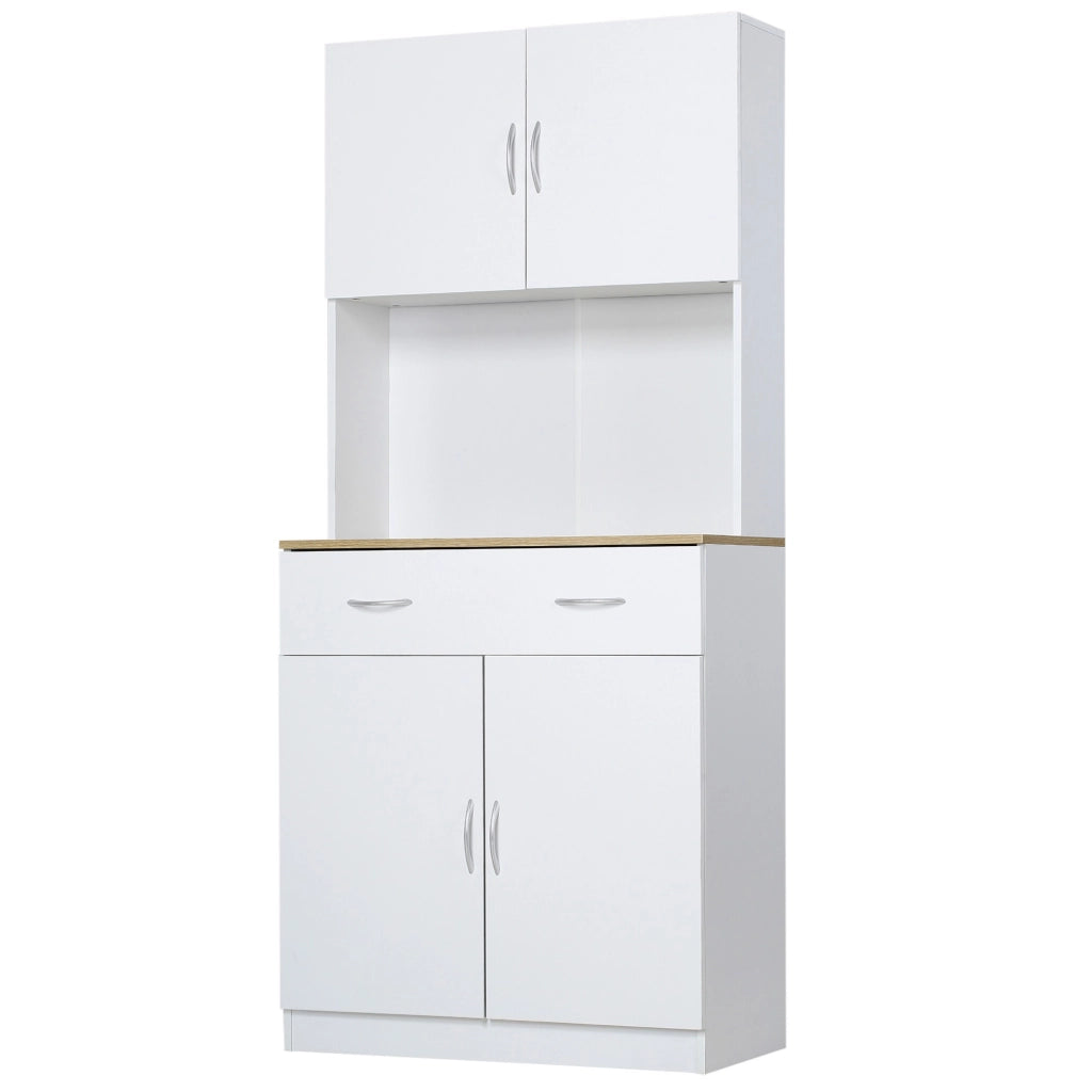 EasyComfort Credenza Cucina con Armadietti a 2 Ante e Cassetto in Legno, 80x40x180cm, Bianco