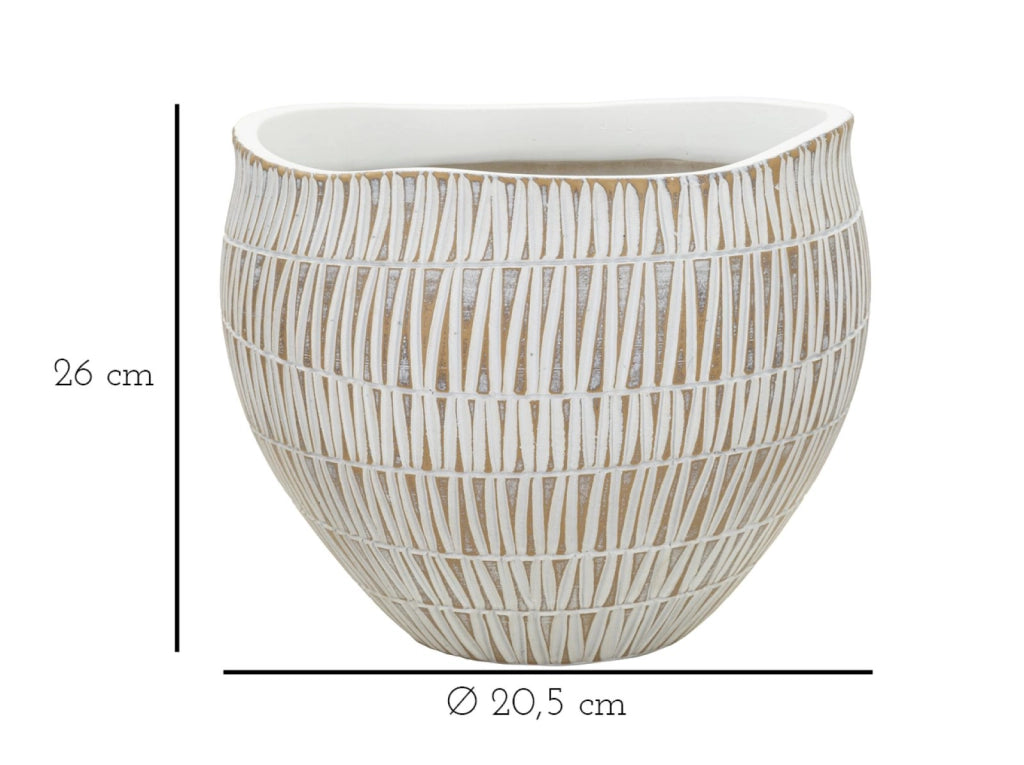 Cachepot Resina Stiky Ø26x20,5 cm in Resina Oro e Bianco