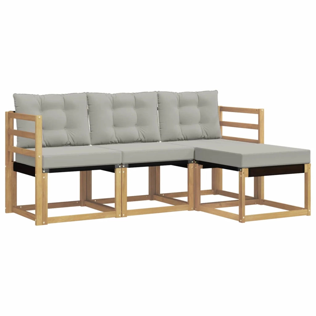 Set di divani da esterno 4 pz Bianco e Grigio Chiaro 3389345