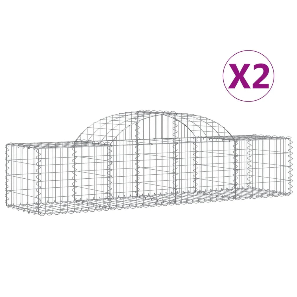 Set di 2 gabbioni ad arco per recinzione gabbia o muro di contenimento 200 x 50 x 40/60 cm ferro zincato argento 02_0041358