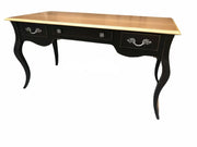 Scrivania luigi xv elegante laccata nera piano naturale 150x75x80 - Mobili 2G