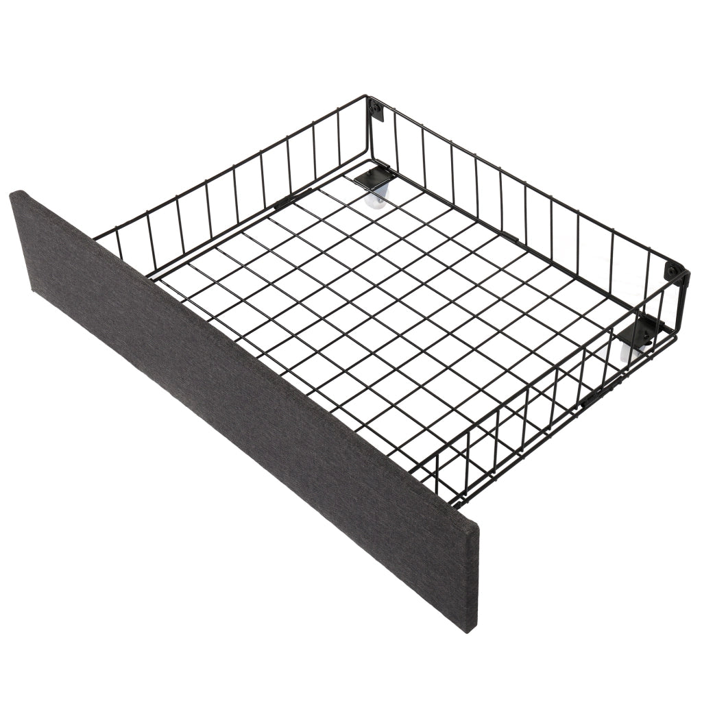Letto imbottito grigio scuro 160 x 200 cm con LED e vano contenitore