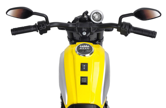 Moto Elettrica per Bambini Licenza Ufficiale Ducati Scrambler 12V 3,5Ah Giallo