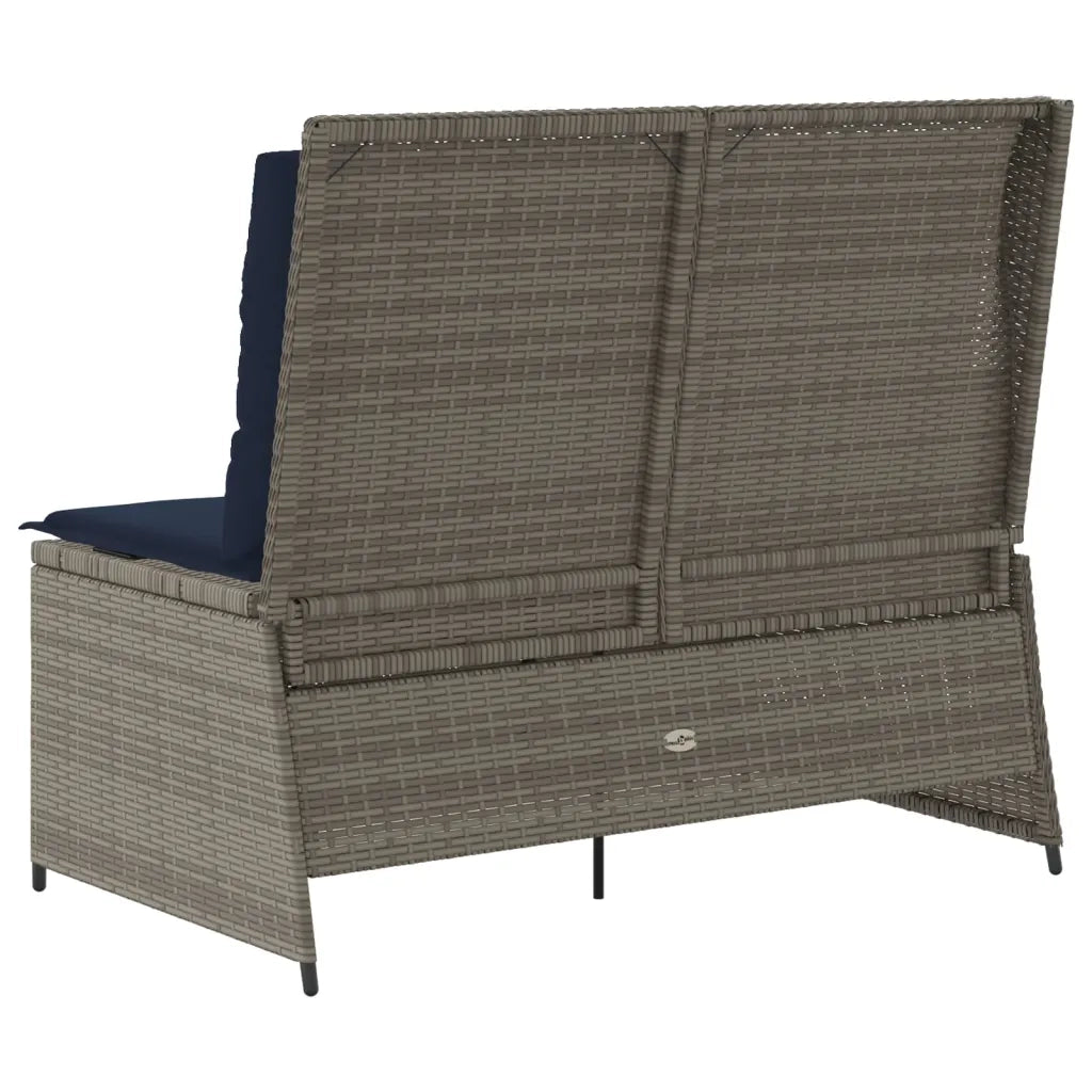 Panchina da giardino reclinabile con Cuscini in Polyrattan Grigio 368953