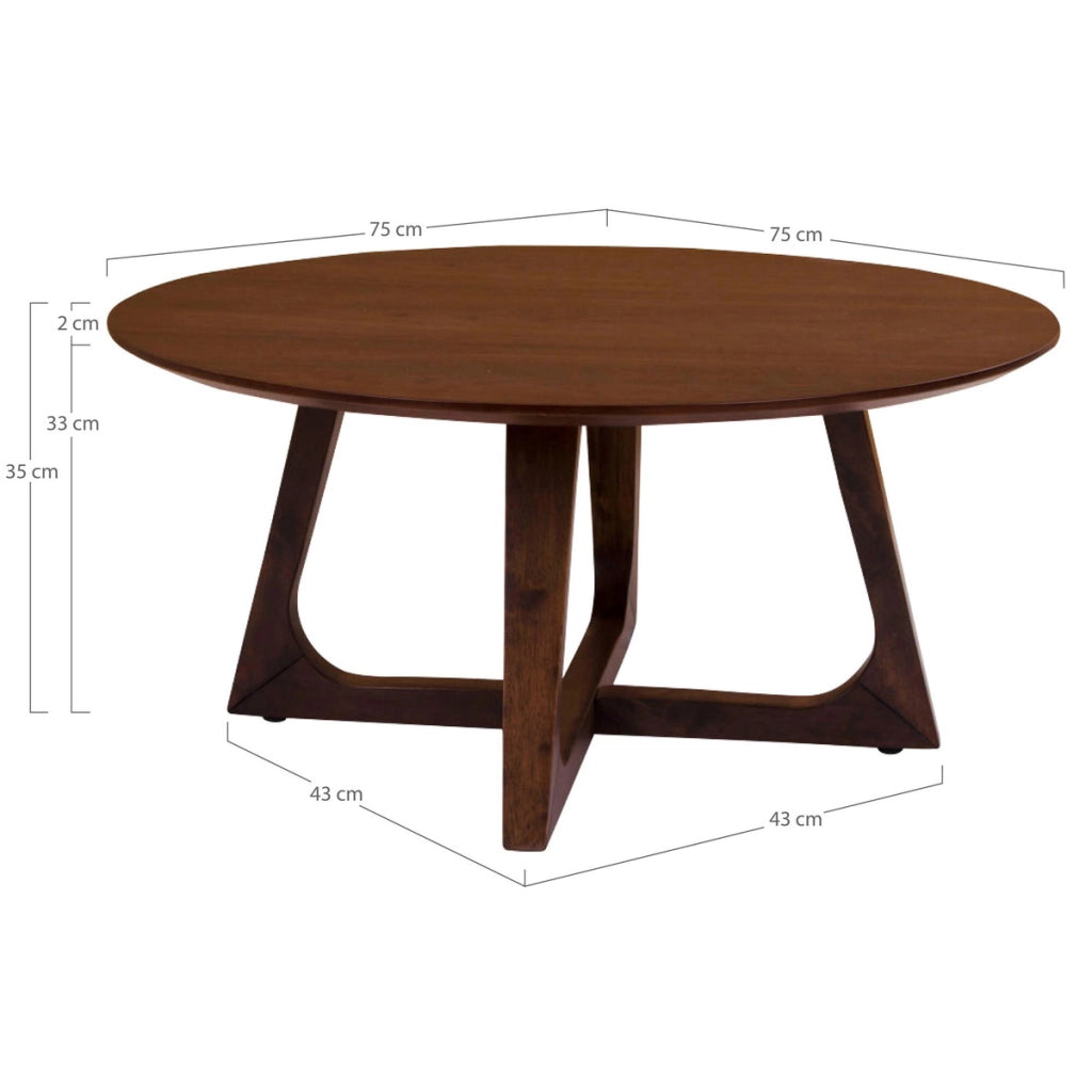 Tavolino Hellerup, Marrone, MDF, 75x75x36 cm