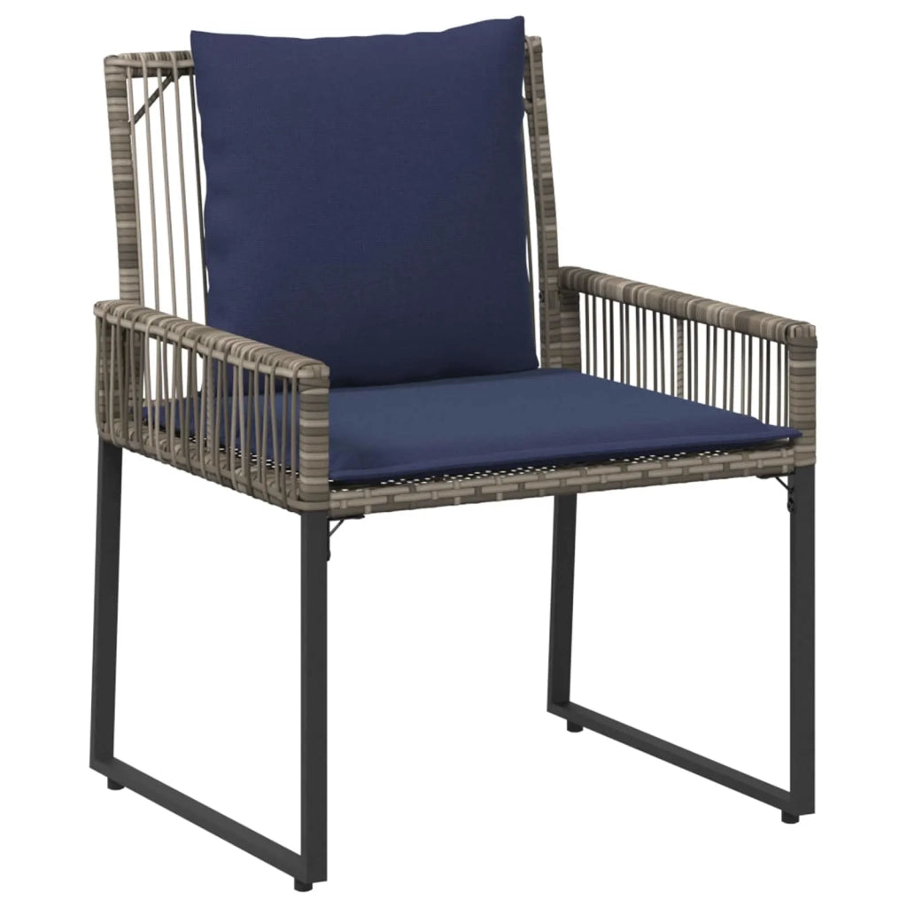 Set di Mobili da Esterno 9 pz | Set Salotto da Giardino Grigio e Blu Navy polyrattan