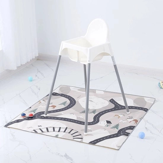 Mat di protezione per sotto il seggiolino per bambini, protezione antiscivolo e impermeabile, asciugabile, mat per seggiolino per bambini, 130*130cm, 51 pollici, mat di protezione per tavola da baby e seggiolino per bambini, bosco, modello universale
