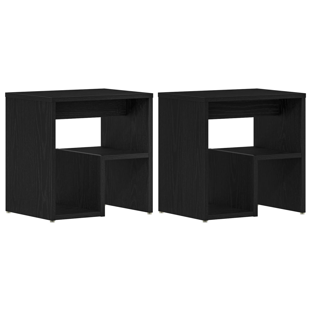 2 Comodini Neri in Rovere 40x30x40 cm in Legno Ingegnerizzato