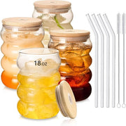 Set di bicchieri a rilievo da 4, bicchieri a rilievo 18 oz, bicchieri da acqua, bicchieri da caffè con cannuccio, bicchieri da golf vintage, bicchieri da long drink, bicchieri da cocktail per latte e bibite gassate