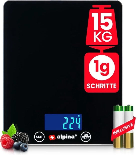 Ponderatore elettronico per cucina - Ponderatore per cucina fino a 15 kg con incrementi di 1 g - Ponderatore piatto