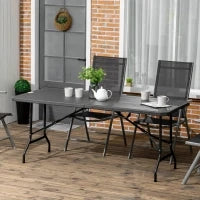 Tavolo da Giardino Pieghevole per 6 Persone in Acciaio e HDPE, 180x75.5x73cm, Grigio Scuro