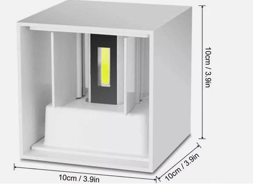 APPLIQUE CUBO 12W FARO FARETTO LAMPADA LED DA PARETE MURO DOPPIA LUCE IP65