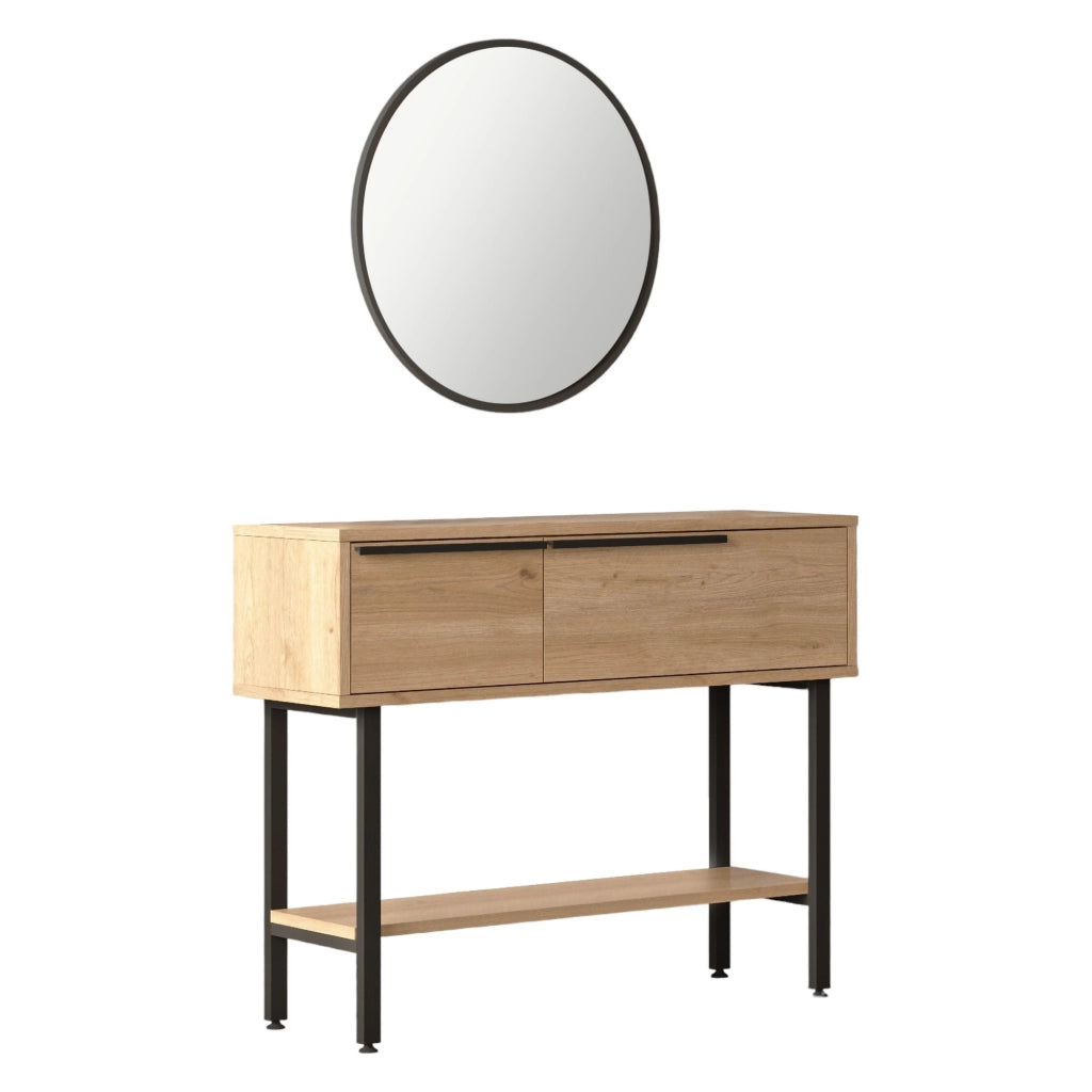 Recale, Mobile da Ingresso Specchio Incluso, 100x30x76h cm Marrone Rovere