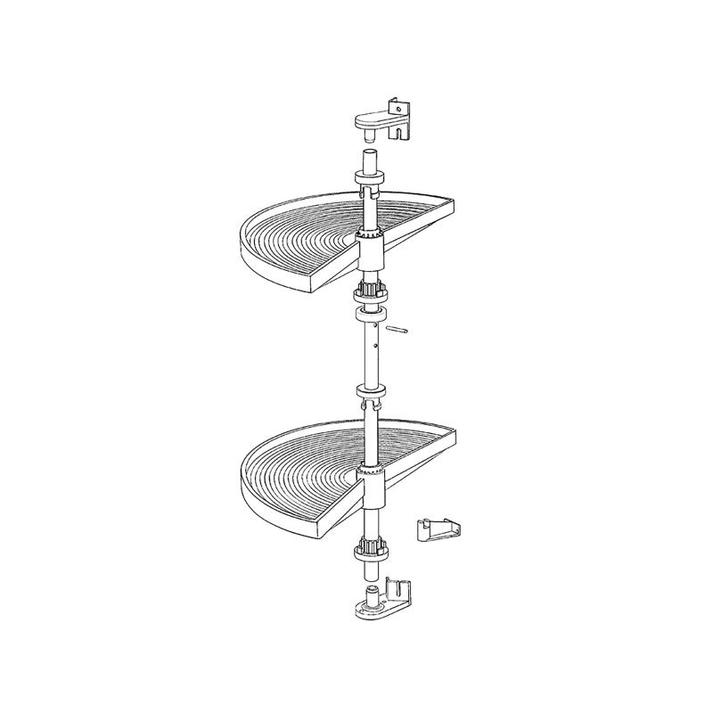 Set di piatti girevoli 3/4 Shelvo, per modulo da 900 mm, Tecnoplastica e Alluminio, Grigia