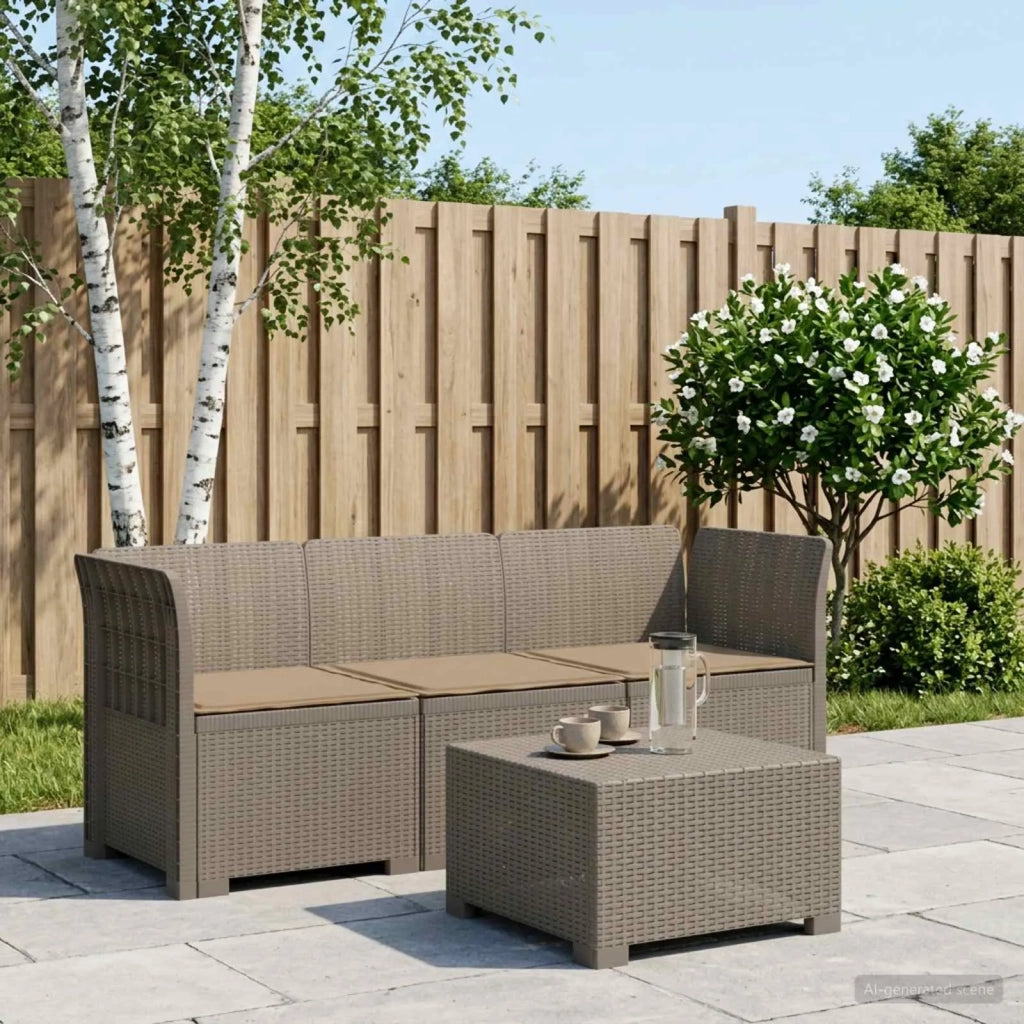 Divano da esterno-Divano da Giardino 3 posti con cuscini in look rattan PP 822974