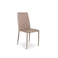 E-STYLO Sedia in similpelle tortora con gambe in metallo tortora, imbottita, impilabile, 40cm X 42cm H. 96cm.