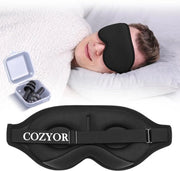 Slaapmasker con imbottitura 3D 100% buio per sonnambuli con auricolari in silicone e occhiali da notte morbidi per volo, nero Eclipse, mascherino da sonno con cintura elastica regolabile per adulti e bambini