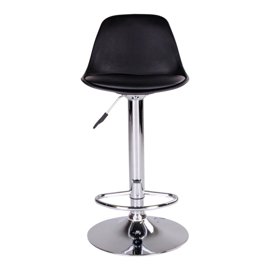 Set 2 sgabelli da bar Trondheim regolabile in ecopelle nera con base cromata