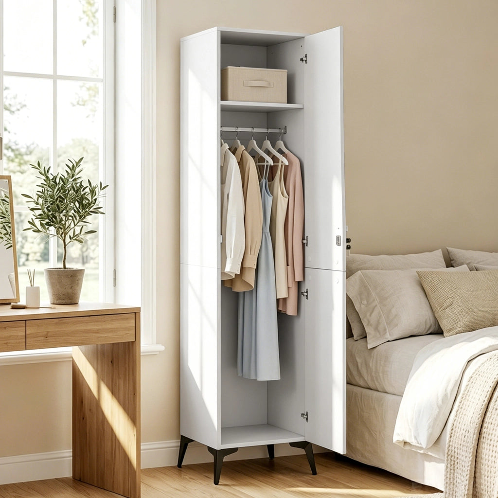 Armadio Guardaroba Stretto con Porte ¨C Zephmum ¨C Bianco 36x40x180 cm
