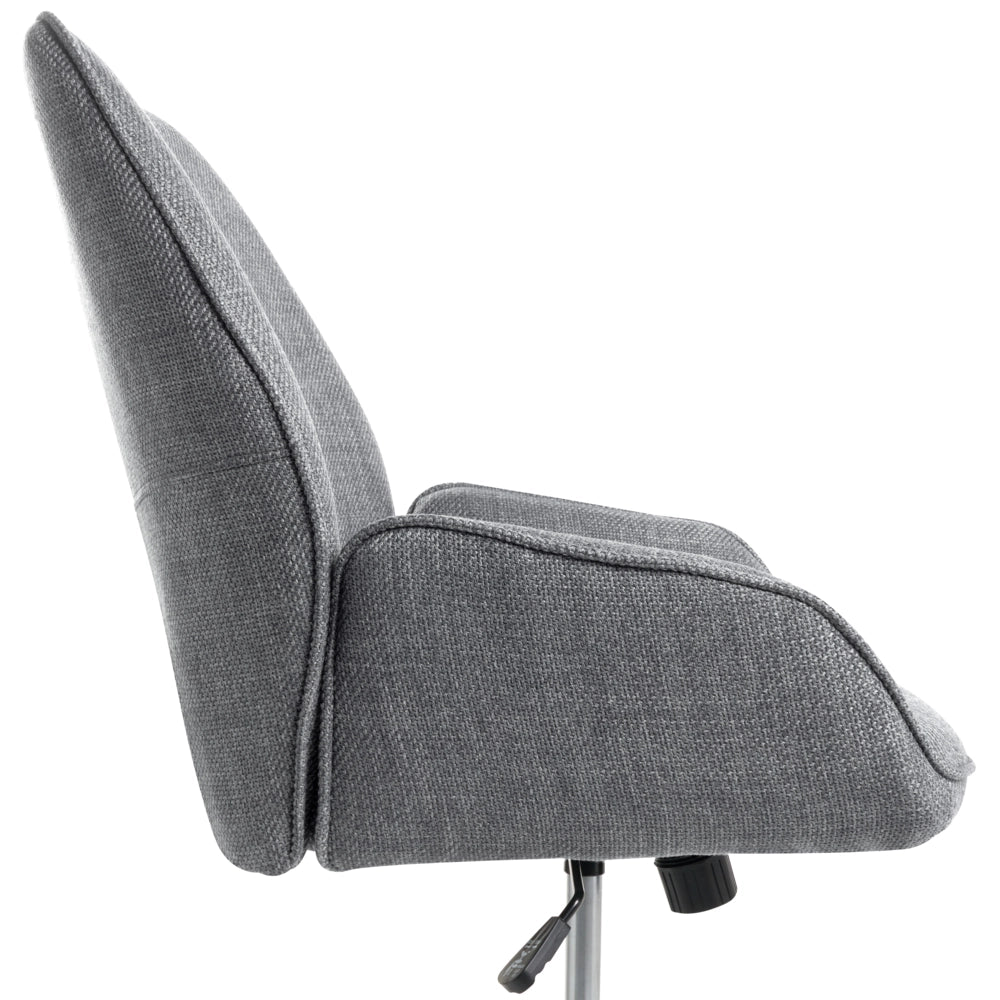 Sedia da ufficio grigio scuro con rivestimento in finto lino, girevole, poltroncina da salotto, con regolazione dell'altezza del sedile