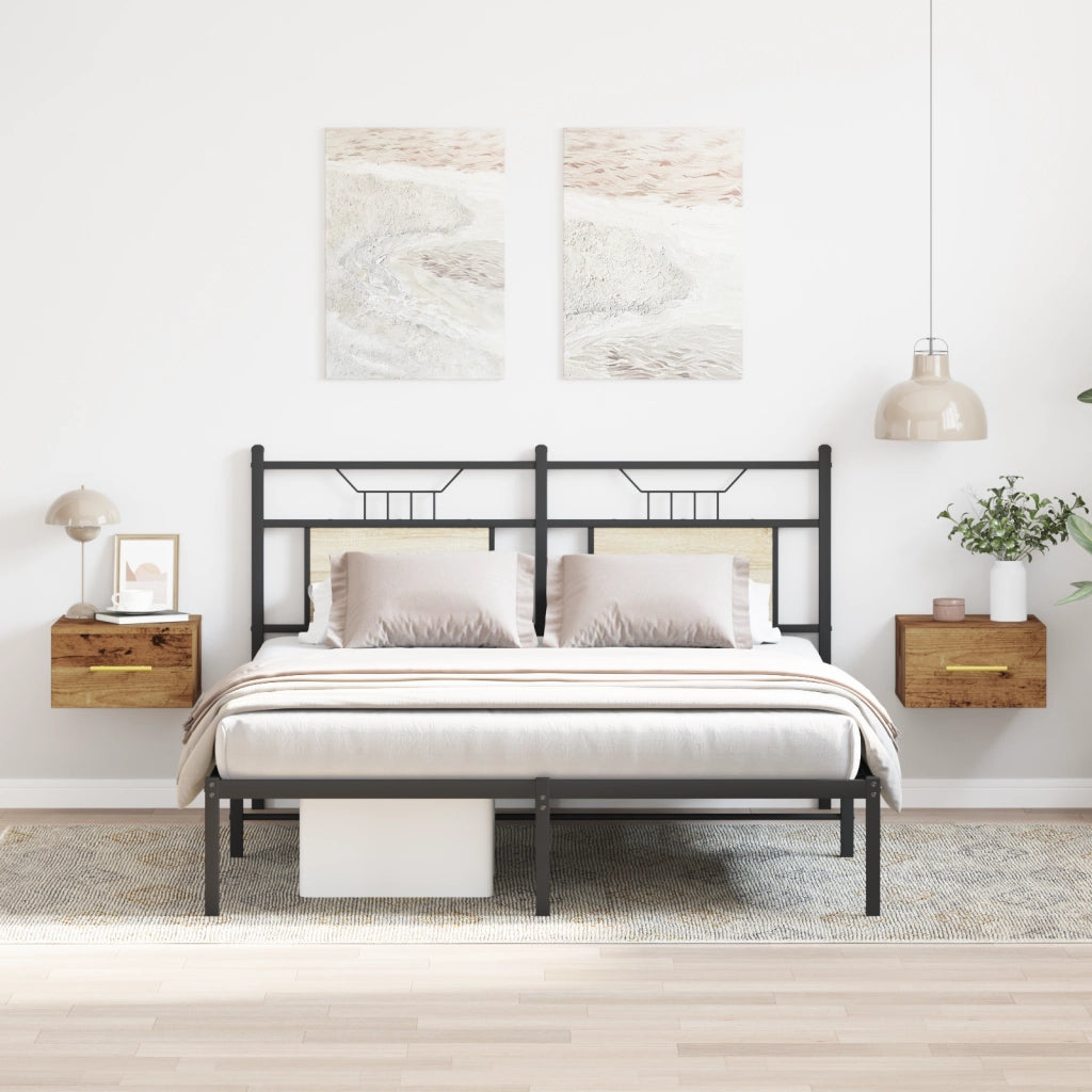 Comodini 2 pz a muro in legno vintage 35x35x20 cm