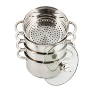 Kinghoff KH-3320 Set per cottura a vapore in acciaio inossidabile da 24 cm con coperchio in vetro