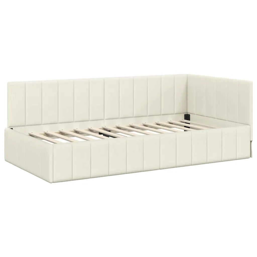 Cornice del letto ad angolo Crema 100 cm x 200 cm Velluto