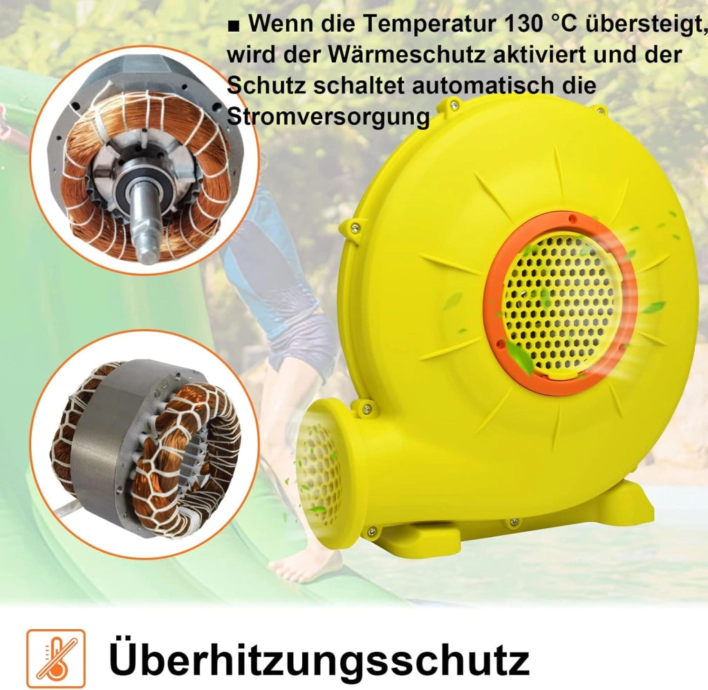 350 W/450 W/750 W, ventola elettrica per gonfiabile, ventilatore a turbo con manico e fondo grande, portatile, per giocattoli gonfiabili