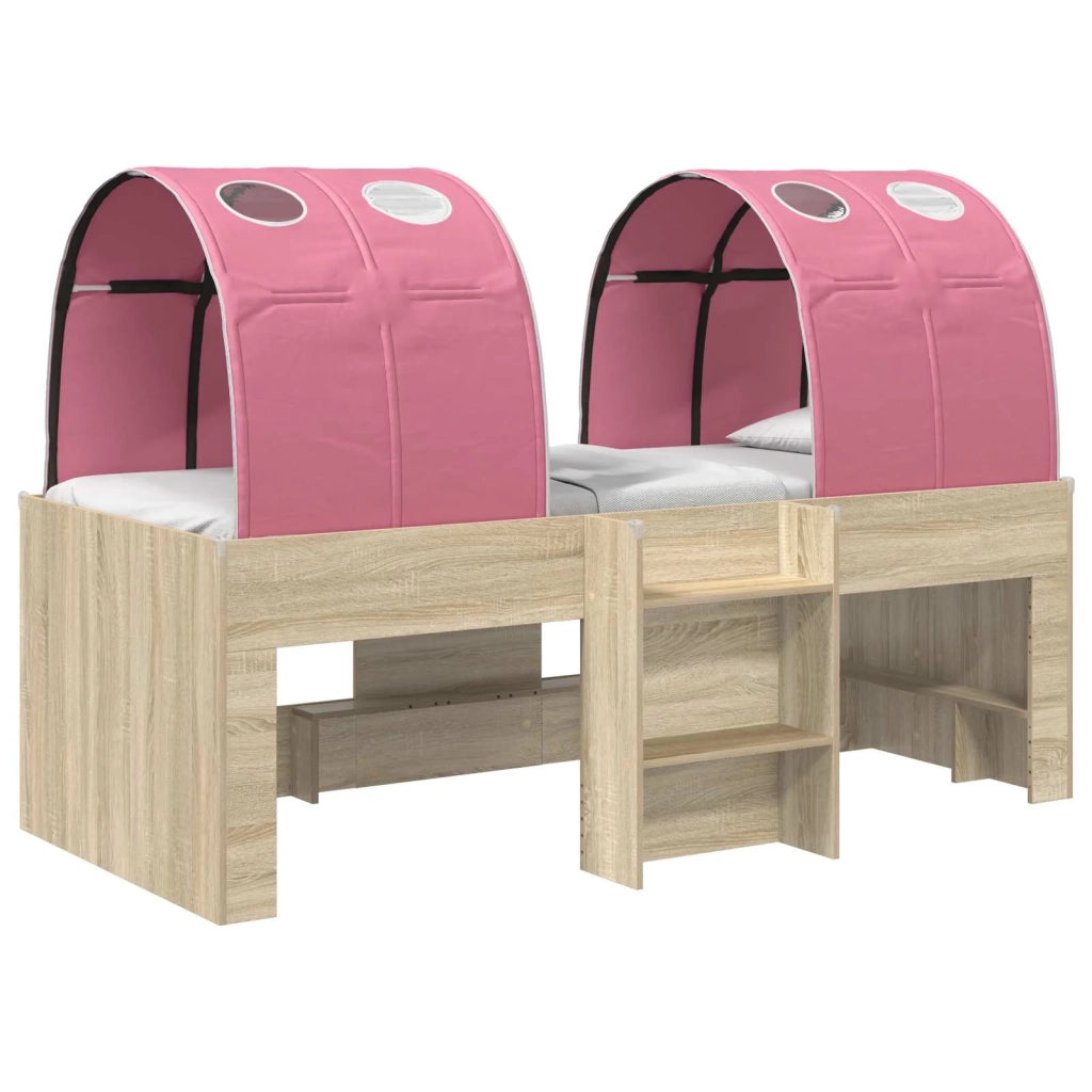 Letto Alto per Bambini con Tunnel Rovere Sonoma e Rosa 3423542