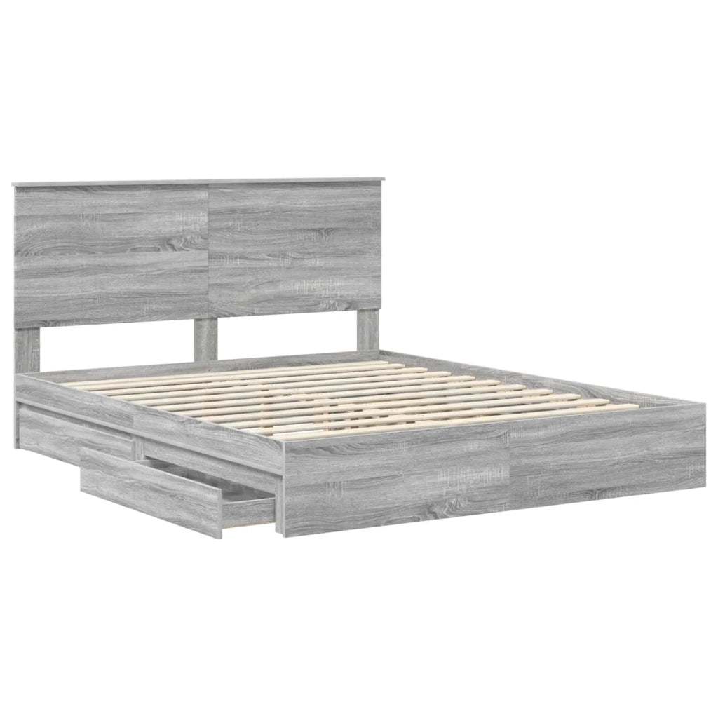 Letto con Contenitore con testiera Grigio Sonoma 160 x 200 cm