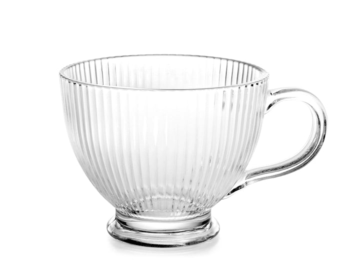 Tazza jumbo epoque 420 cc senza piatto in vetro trasparente rigato