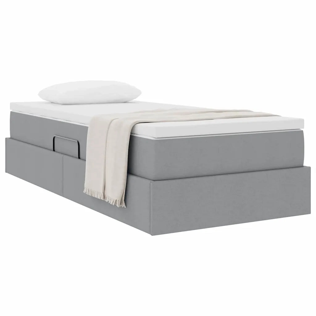 Letto con contenitore e materasso Grigio chiaro 90 x 200 cm