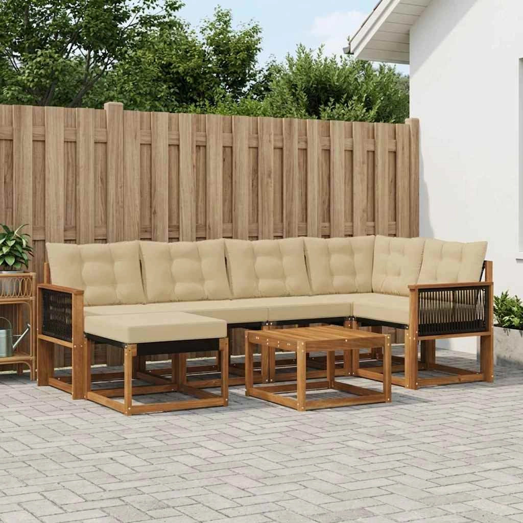 Set di divani da esterno 7 pz Naturale e Beige 3382081