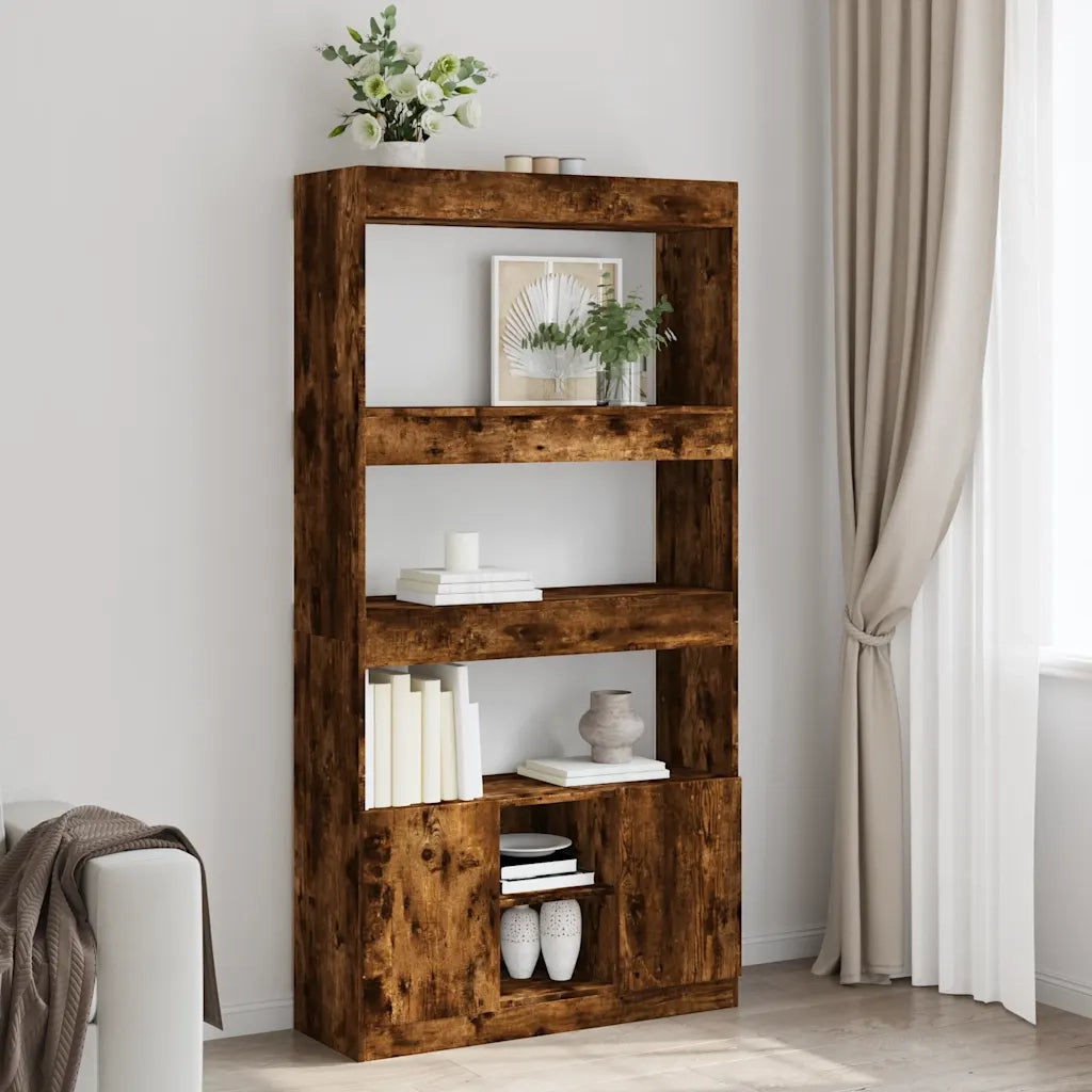 Credenza Rovere Fumo 92x33x180 cm in Legno Multistrato 3309622