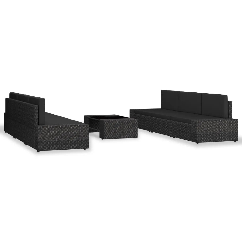 Set Divani da Giardino 7 pz in Polyrattan Nero cod mxl 39669