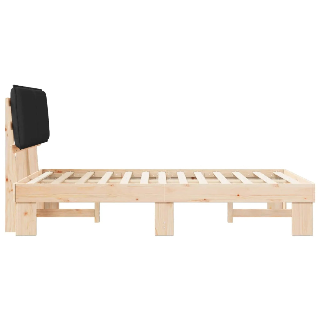 Letto con Testiera Rivestita Nero 120 x 190 cm Pino massello 877296